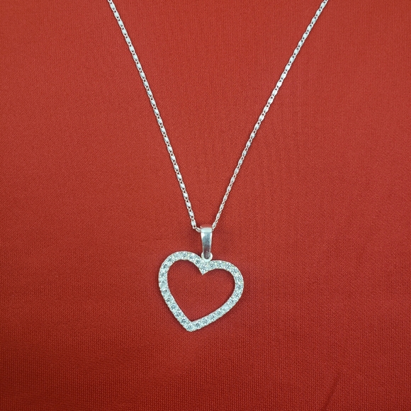925 sterling silver heart pendant with zirconia‎ and 925 silver chain